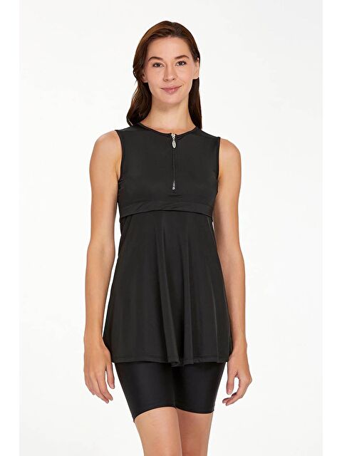 Adasea Sıfır Kol Yarı Kapalı Mayo Arlet 3927 Siyah - S000167278-19351