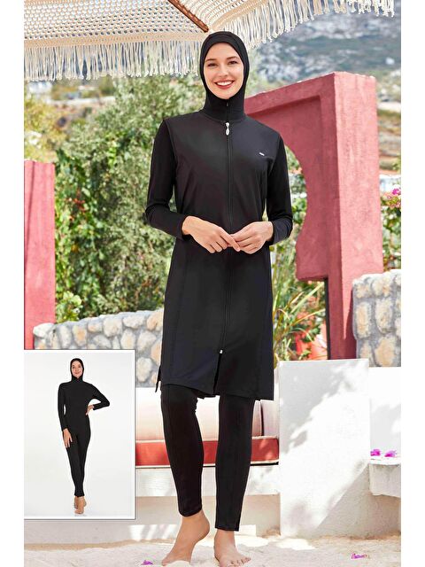 Adasea Tulum Yelek Tam Kapalı Tesettür Mayo Mayte 2185 Siyah - S000167281-19351