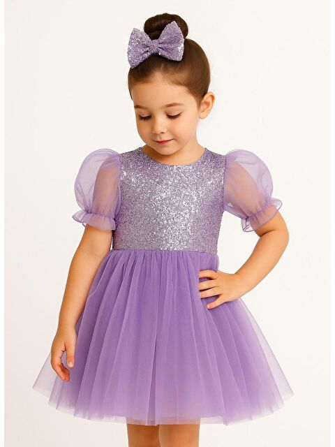 Mnk Baby & Kids Balon Kol Pul Payet Kız Çocuk Tütü Elbise M00751 - S000437405-17878