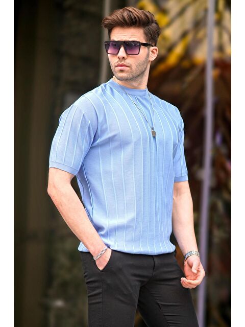 Madmext Erkek Mavi Tişört 5684 - S000016102-17234