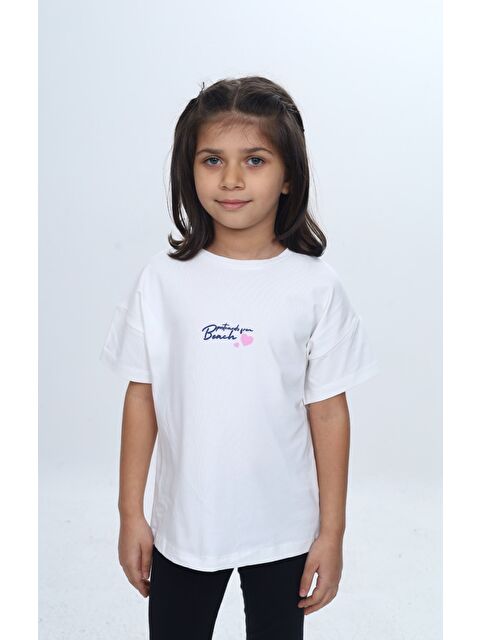 Toontoykids Kız Çocuk Baskılı Bisiklet Yaka Kısa Kollu Tişört 24977