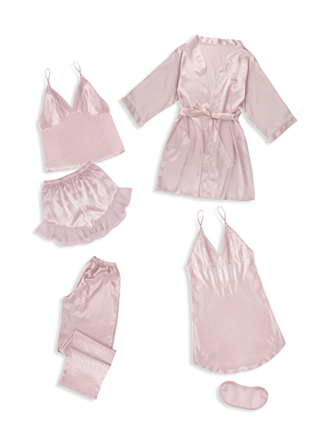 Dominant Saten 6 Parça Kalp Desenli Çeyiz Seti - S000187297-7152