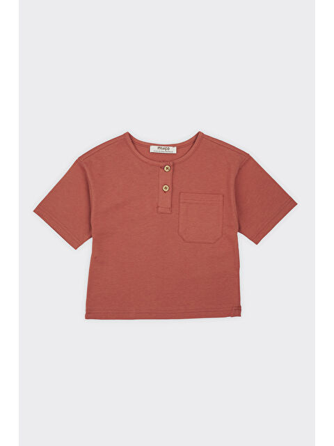 Panço Erkek Bebek Yakası Düğme Detaylı Kiremit Tişört - S000518476-19957