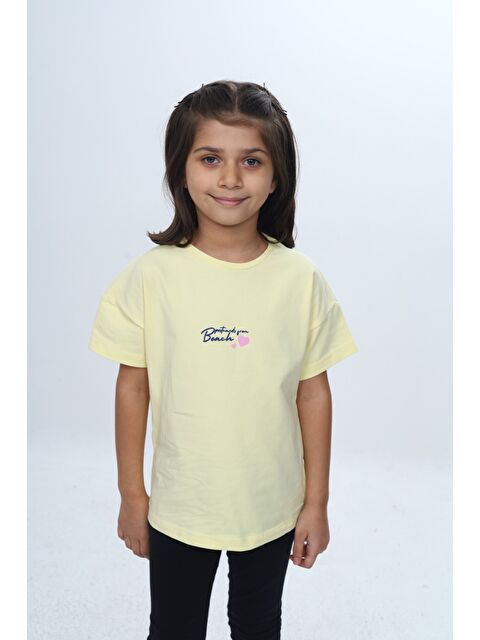 Toontoykids Kız Çocuk Baskılı Bisiklet Yaka Kısa Kollu Tişört 24977