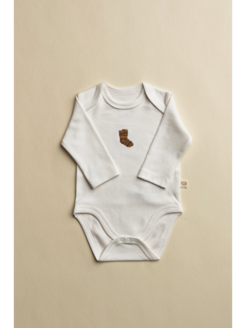 Oh La La Koala For Little Ones Çorap Nakışlı Uzun Kollu Çıtçıtlı Bebek Body