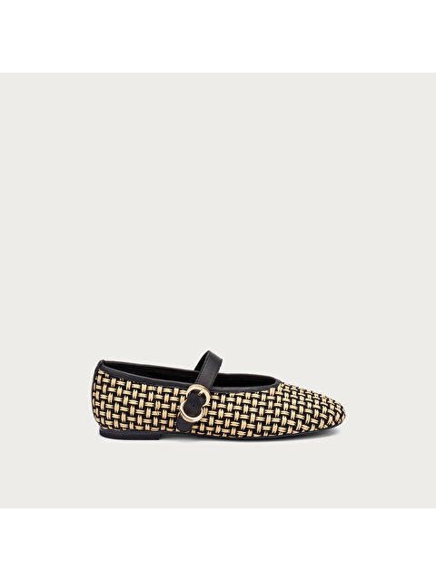 Frau Kadın Babet 69R3 TWO-TONE RAFFIA BALLET FLATS
