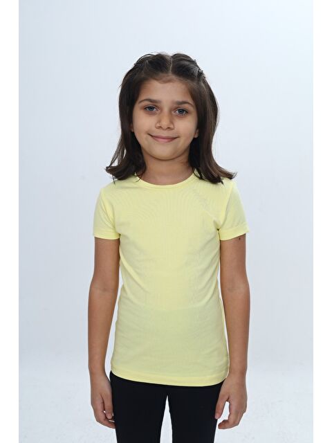 Toontoykids Kız Çocuk Bisiklet Yaka Kısa Kollu Tişört 24968