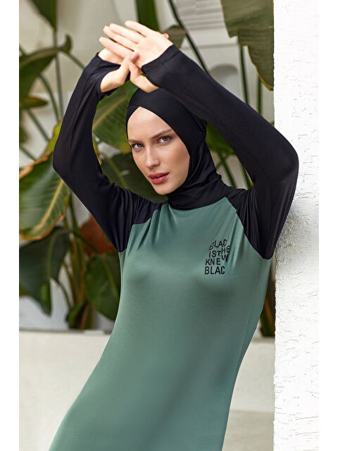 Rozamay Reglan Kol Elastanlı Tam Kapalı Tesettür Mayo 3131 Çam Yeşili - S000412632-18547