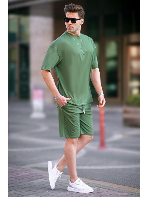 Madmext Haki Basic Erkek Şort %100 Pamuk Takımı 6377 - S000031401-18547