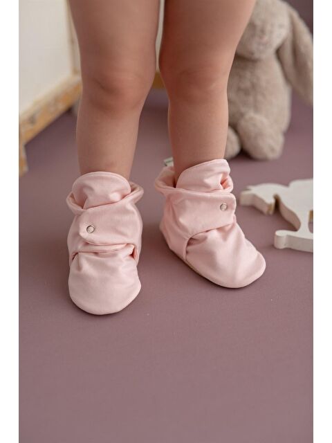 First Step Organik Pamuk Kaydırmaz Taban Çıtçıtlı Pudra Panduf - S000048562-23490