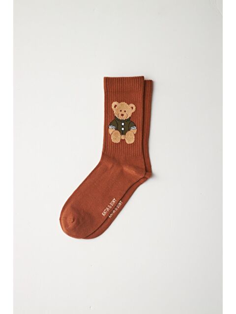 Katia And Bony Teddy Desenli Soket Çorap Kahverengi - S000346599-19413