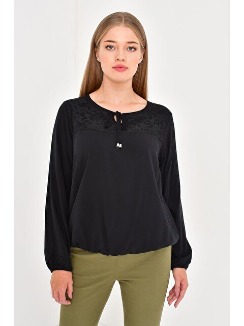 Mylinemoda Önü Fiyonklu Dantelli Bluz - S000239727-19351
