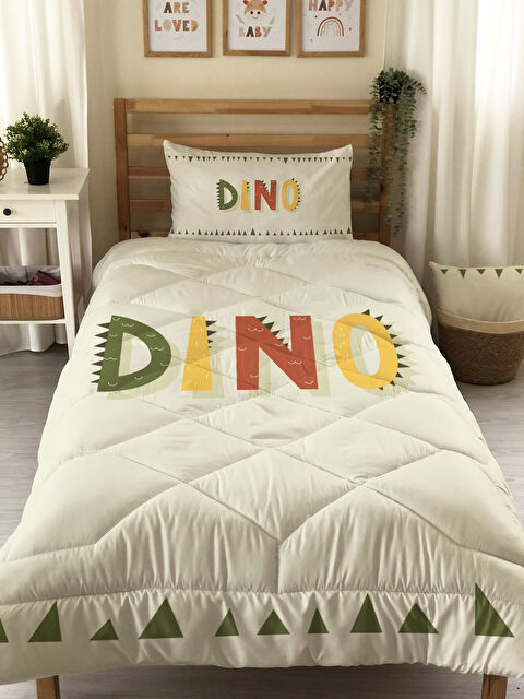 Evmila Çift Taraflı Dinozor Desenli Kapitone Yorgan Tek Kişilik Kişilik Uyku Seti Çarşafsız - S000273914-23173