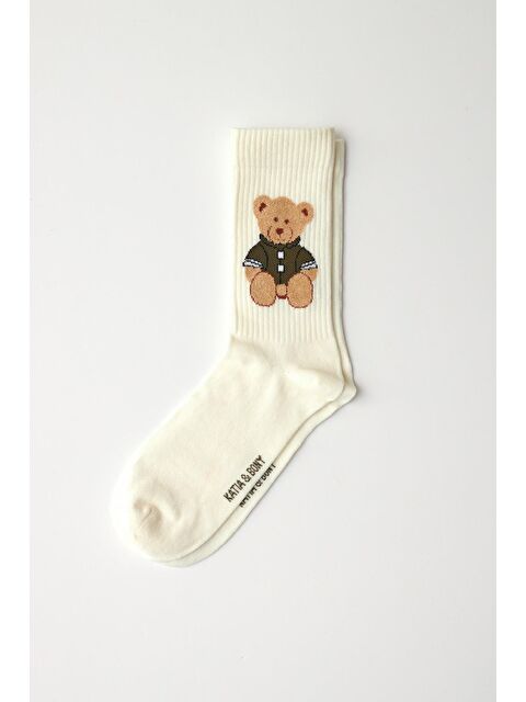 Katia And Bony Teddy Desenli Soket Çorap Ekru