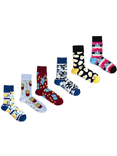 Ozzy Socks 6 Çift Organik Pamuklu Dikişsiz Erkek Çok Renkli Desenli Çorap - S000132682-23173