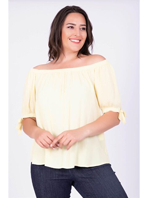 Mylinemoda Yakası Lastikli Kolları Bağcıklı Bluz - S000239734-20072
