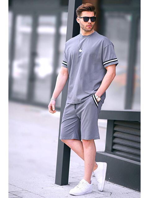 Madmext Füme Bisiklet Yaka Erkek Şort %100 Pamuk Takımı 5951 - S000161327-33408