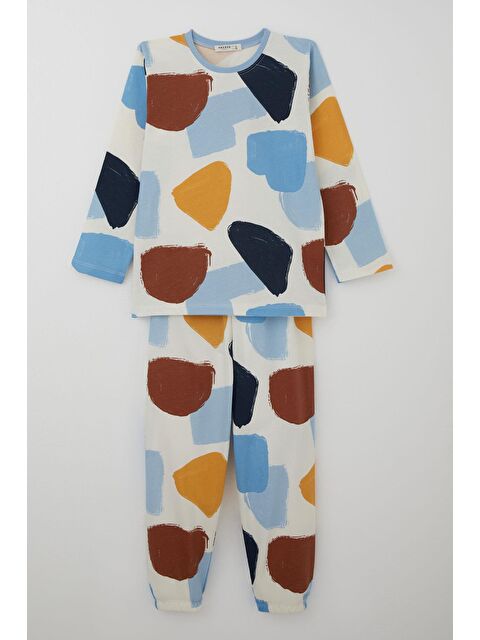 Breeze Erkek Çocuk Pijama Takımı Renk Fırtınası Beli Paçası Lastikli Ekru (4-8 Yaş) - S000490559-19965