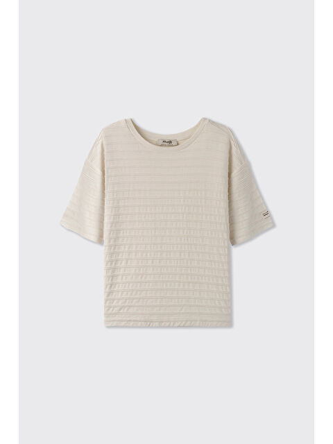 Panço Erkek Çocuk Yakası Rıbanalı Kısa Kollu Bej Tişört - S000520859-19928