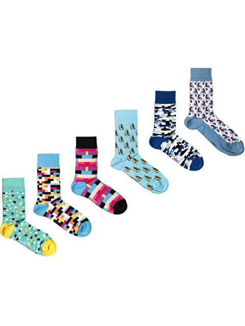 Ozzy Socks 6 Çift Organik Pamuklu Dikişsiz Erkek Çok Renkli Desenli Çorap - S000132685-23173
