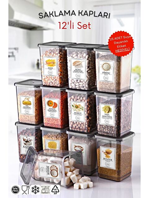 Nandy Home Etiketli 12 li Saklama Kabı Seti 550 Ml - S000284863-20600