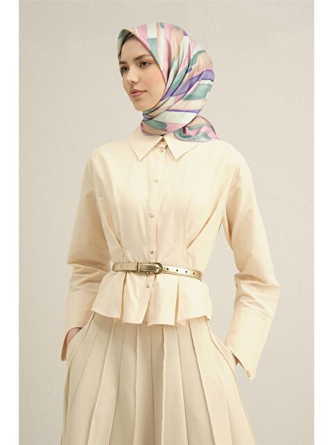 ARMİNE Çiçek Desenli Saf İpek Sura Eşarp 9306 38 - S000500538-23173