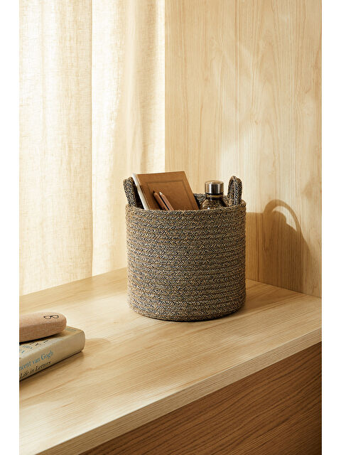 Ocean Home Textile Siyah Kırçıllı Jüt Halat Sepet 26 x 22 cm - S000317295-19351
