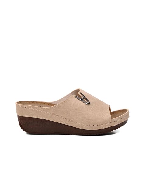 Ayakmod Bej Kadın Dolgu Topuk Terlik 38-973 - S000165427-19927