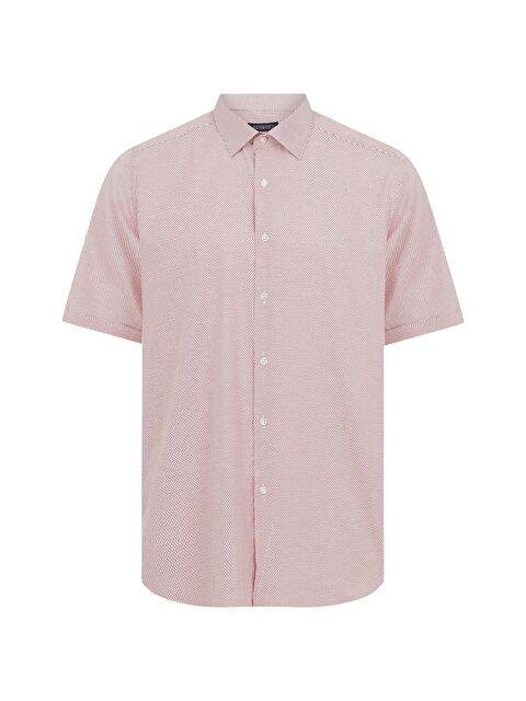 Hatemoğlu Kırmızı Kısa Kol Armürlü Klasik Gömlek - S000231730-20045