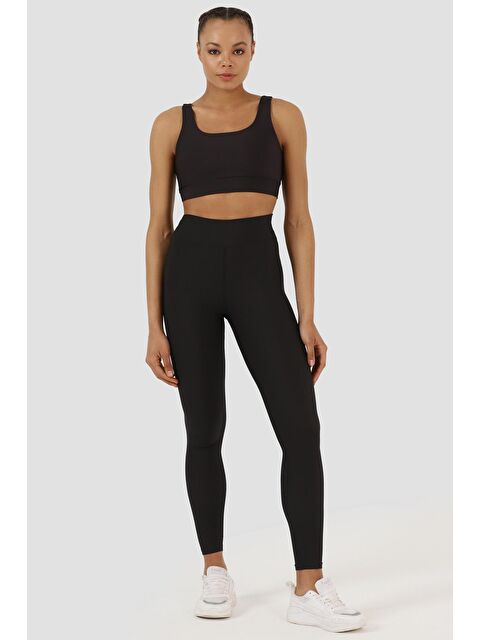 Superstacy V Bel Detaylı Yüksel Bel Siyah Spor Tayt - S000228021-19351