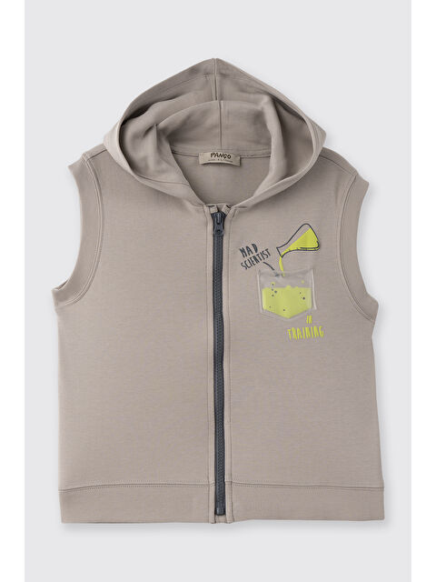 Panço Erkek Çocuk Baskı Detaylı Örme Yelek Taş - S000470979-25636