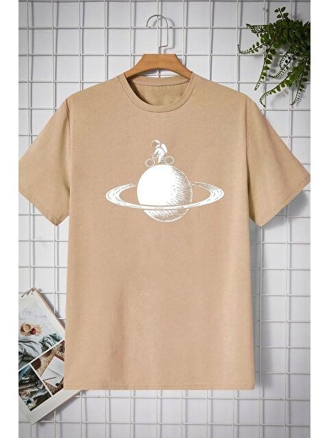 uyguntarz Unisex Astronaut Rides Baskılı T-shirt - S000240227-19928