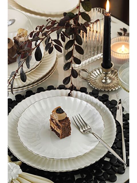 Kütahya Porselen Bone Luz Form Yemek Takımı Platin 24 Parça 6 Kişilik - S000265115-37228