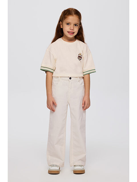 Panço Kız Çocuk Kadife Pantolon EKRU - S000470983-19965