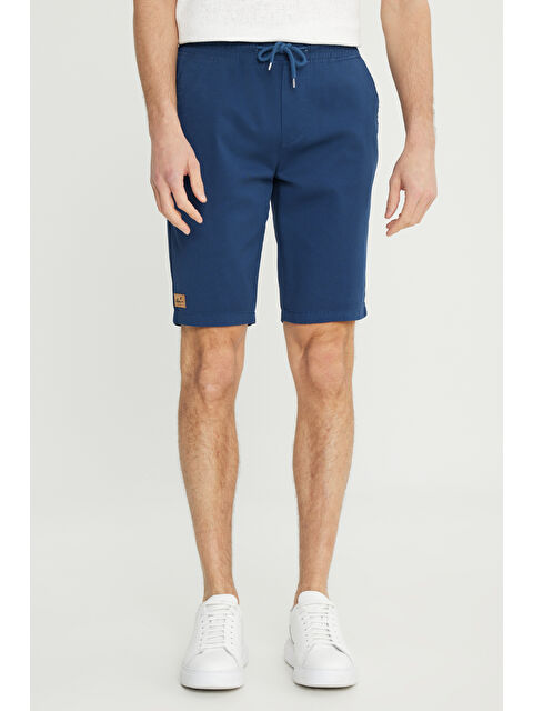 AC&Co / Altınyıldız Classics Erkek İndigo Dar Kesim Pamuklu Yan Cepli Şort - S000394387-23093