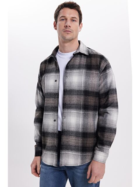 TUDORS Erkek Relax Fit Rahat Kesim Kışlık Kareli Oduncu Gömlek - S000519848-20600