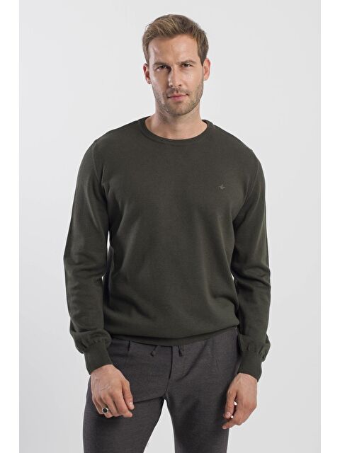 JAKAMEN Haki Slim Fit Bisiklet Yaka Triko Kazak - S000495741-18547