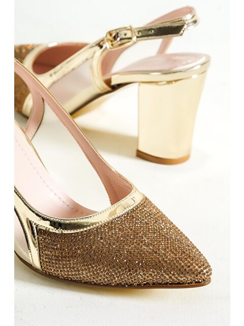 Capone Outfitters 750 Kadın Topuklu Taşlı Fileli Arkası Açık Ayakkabı - S000161329-20076