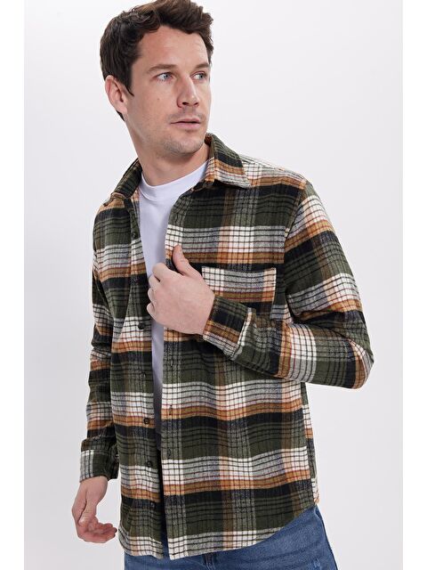 TUDORS Erkek Regular Fit Rahat Kesim Kışlık Kareli Oduncu Gömlek - S000519850-18547