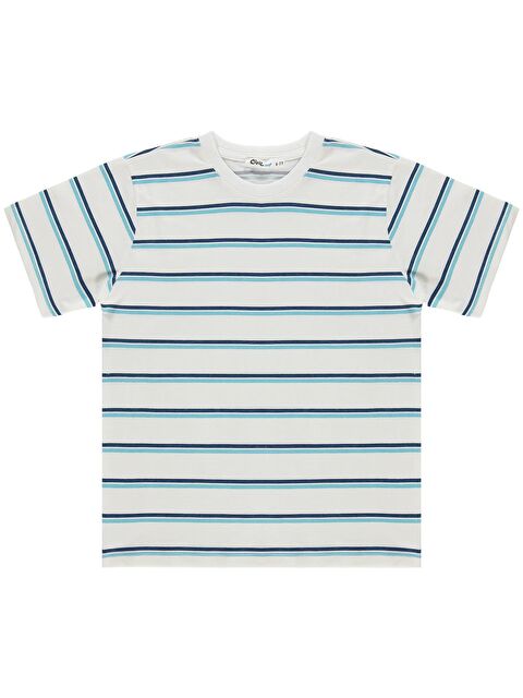 Civil Boys Çizgi Baskılı 6-9 Yaş Tişört - Kırık Beyaz