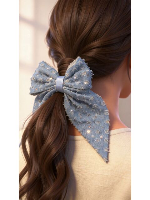 Katia And Bony Saçaklı Mavi Fiyonk Otomat Toka