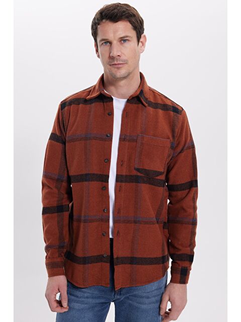 TUDORS Erkek Regular Fit Rahat Kesim Kışlık Kareli Oduncu Gömlek - S000519852-23173