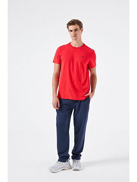 Ellesse Logolu Pamuklu Regular Fit Normal Bel Düz Paça Eşofman Altı 6SM4008-NV