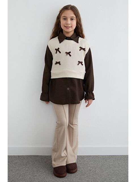 Fullamoda Fiyonklu Süveterli Kız Çocuk 2 Li Takım - S000518488-19413