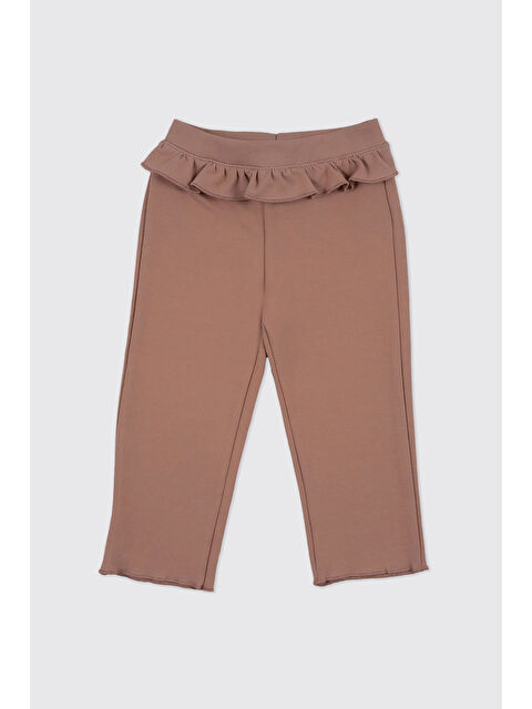 Panço Kız Bebek Beli Lastikli Fırfır Detaylı Bol Paça Gül Eşofman Alt - S000518436-20028