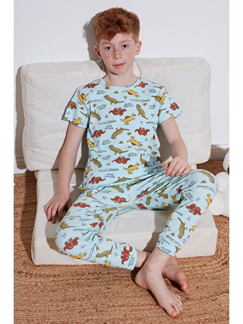 Lela Desenli % 100 Pamuk Bisiklet Yaka Pijama Takımı 6651001 - S000157111-34927