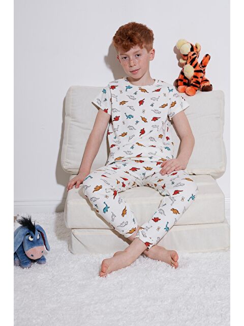 Lela Desenli % 100 Pamuk Bisiklet Yaka Pijama Takımı 6651001 - S000157111-5403