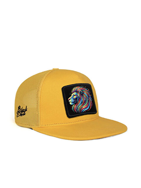 BlackBörk Hip Hop Kids Aslan Logolu Sarı Çocuk Trucker Şapka