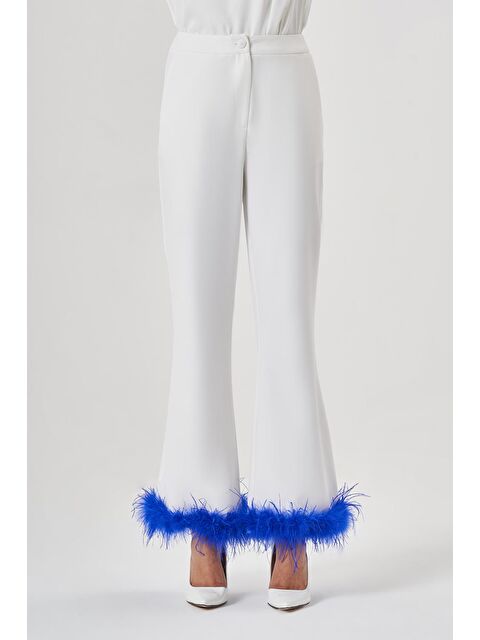 Mizalle Tüylü Luxury Ekru Pantolon - S000119982-19965