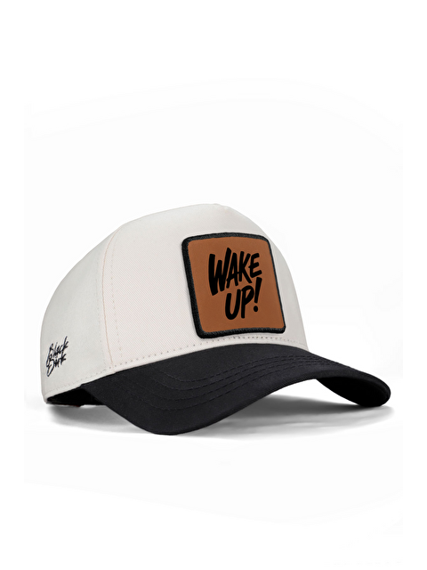 BlackBörk Wake Up Logolu Siyah-Bej Beyzbol Premium Şapka